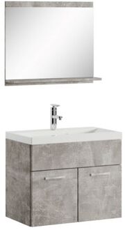 Badkamermeubel Montreal 02 60 cm - Beton grijs - Met spiegel