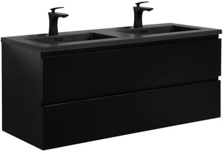 Badkamermeubel Set Angela 120cm - Zwart | zwarte wastafel