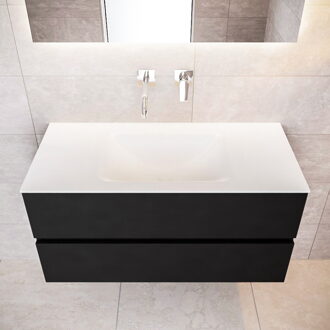 Badkamermeubel Solid Surface BWS Oslo 100x45 cm Mat Zwart Urban Midden (0 kraangaten)