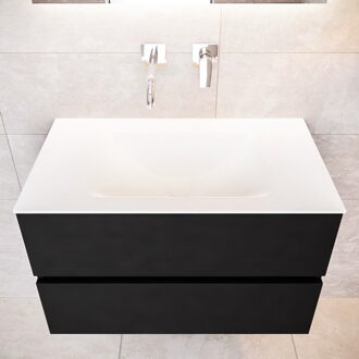 Badkamermeubel Solid Surface BWS Oslo 80x45 cm Mat Zwart Urban (0 kraangaten)