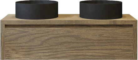 Badkamermeubelset Gliss Ares 140 cm Met Waskom Ash Grey Bruin