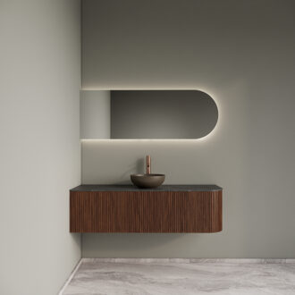 Badkamermeubelset Gliss Design Alluro 140 cm Links Walnut Bruin