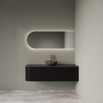 Badkamermeubelset Gliss Design Alluro 140 cm Rechts Black Veneer Zwart