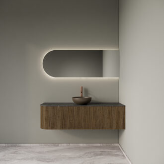 Badkamermeubelset Gliss Design Alluro 140 cm Rechts Castle Brown Bruin