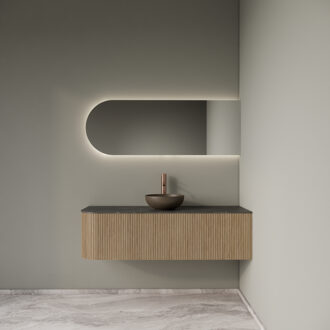 Badkamermeubelset Gliss Design Alluro 140 cm Rechts Mist Eiken