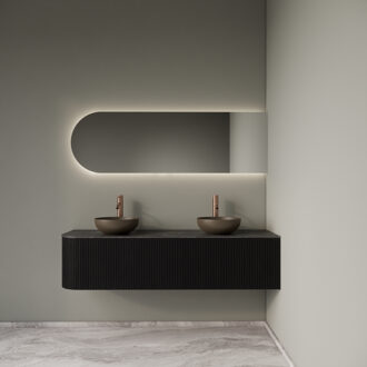 Badkamermeubelset Gliss Design Alluro 160 cm Rechts Black Veneer Zwart