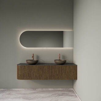 Badkamermeubelset Gliss Design Alluro 160 cm Rechts Castle Brown Bruin