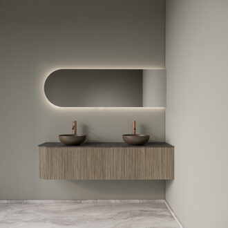 Badkamermeubelset Gliss Design Alluro 160 cm Rechts Corn Silk Eiken