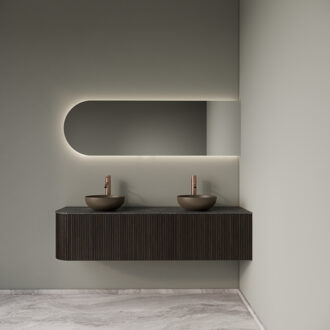 Badkamermeubelset Gliss Design Alluro 160 cm Rechts Ebony Eiken