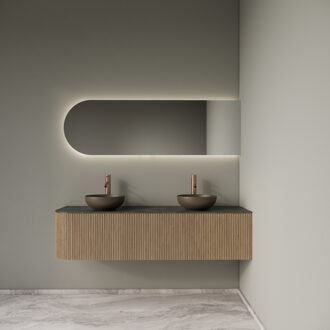 Badkamermeubelset Gliss Design Alluro 160 cm Rechts Mist Eiken