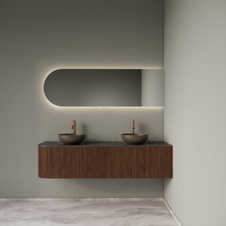 Badkamermeubelset Gliss Design Alluro 160 cm Rechts Walnut Bruin