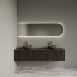 Badkamermeubelset Gliss Design Alluro 180 cm Links Charcoal Zwart