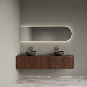 Badkamermeubelset Gliss Design Alluro 180 cm Links Walnut