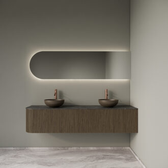 Badkamermeubelset Gliss Design Alluro 180 cm Rechts Ash Grey Grijs