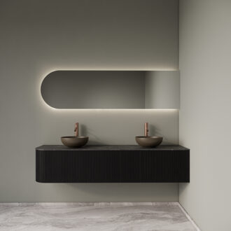 Badkamermeubelset Gliss Design Alluro 180 cm Rechts Black Veneer Zwart