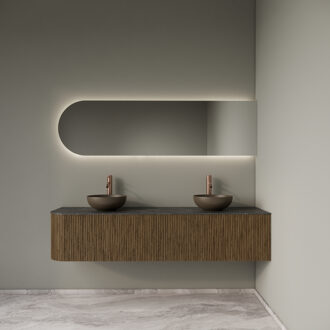 Badkamermeubelset Gliss Design Alluro 180 cm Rechts Castle Brown Bruin