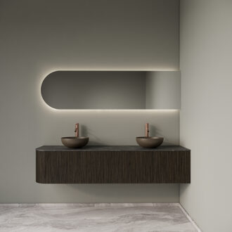 Badkamermeubelset Gliss Design Alluro 180 cm Rechts Charcoal Zwart