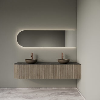 Badkamermeubelset Gliss Design Alluro 180 cm Rechts Corn Silk