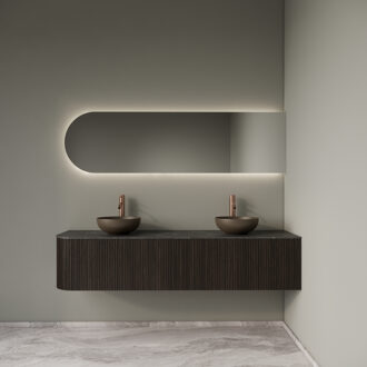 Badkamermeubelset Gliss Design Alluro 180 cm Rechts Ebony Eiken