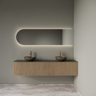 Badkamermeubelset Gliss Design Alluro 180 cm Rechts Mist Eiken