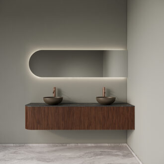 Badkamermeubelset Gliss Design Alluro 180 cm Rechts Walnut
