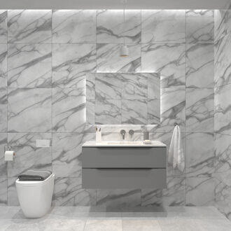 Badkamermeubelset Gliss Design Hera Mat Zwart 100cm 2 Laden Beton Grijs Mat (Keuze Wastafel)