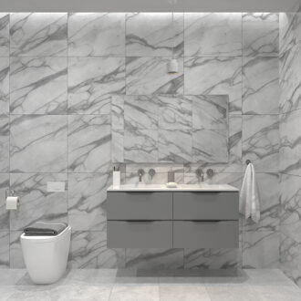 Badkamermeubelset Gliss Design Hera Mat Zwart 120cm 4 Laden Beton Grijs Mat (Keuze Wastafel)