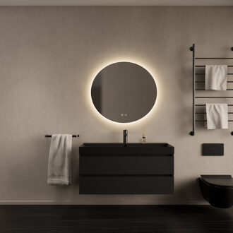 Badkamermeubelset Gliss Design Milan Met Lako Mat Zwarte Wastafel 100 cm Mat Zwart