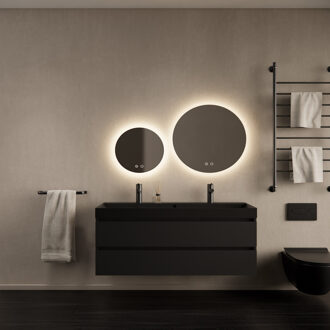 Badkamermeubelset Gliss Design Milan Met Lako Mat Zwarte Wastafel 120 cm Mat Zwart