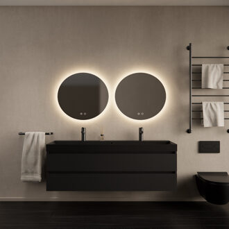 Badkamermeubelset Gliss Design Milan Met Lako Mat Zwarte Wastafel 140 cm Mat Zwart