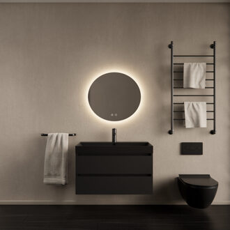 Badkamermeubelset Gliss Design Milan Met Lako Mat Zwarte Wastafel 60 cm Mat Zwart