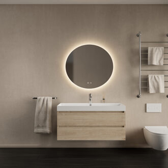 Badkamermeubelset Gliss Design Milan Met Lako Wastafel 100 cm Kastanje (Keuze Wastafel) Eiken