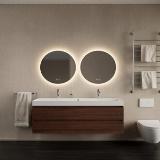 Badkamermeubelset Gliss Design Milan Met Lako Wastafel 140 cm Choco Eiken (Keuze Wastafel)