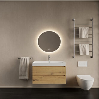 Badkamermeubelset Gliss Design Milan Met Lako Wastafel 60 cm Artisan Oak (Keuze Wastafel) Eiken