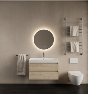 Badkamermeubelset Gliss Design Milan Met Lako Wastafel 80 Cm Kastanje (Keuze Wastafel) Eiken