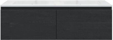 Badkamermeubelset Gliss Eros 120 cm Met Wastafel Met 2 Lades Zwart Eiken
