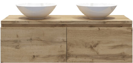 Badkamermeubelset Gliss Eros 120 cm Rustiek Eiken Met 2 Lades Met Waskom