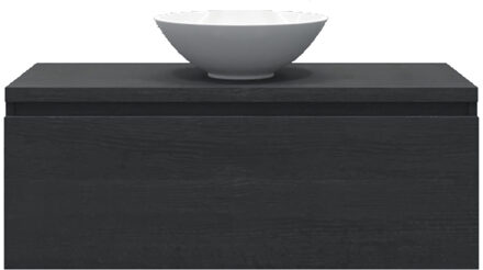 Badkamermeubelset Gliss Eros 120 cm Zwart Eiken Met 1 Lade Met Waskom