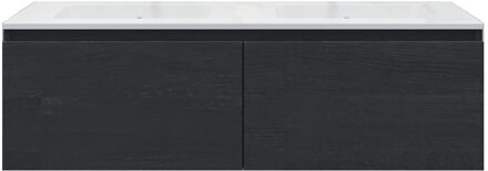 Badkamermeubelset Gliss Eros 140 cm Met Wastafel Zwart Eiken