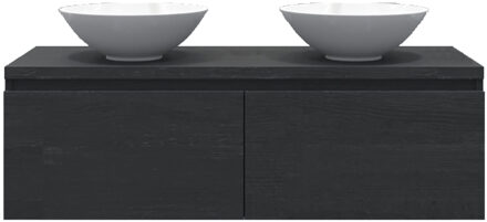 Badkamermeubelset Gliss Eros 140 cm Zwart Eiken Met Waskom