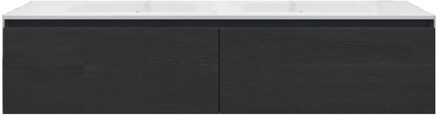 Badkamermeubelset Gliss Eros 160 cm Met Wastafel Zwart Eiken