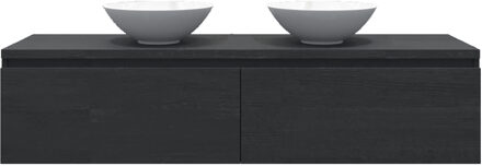 Badkamermeubelset Gliss Eros 160 cm Zwart Eiken Met Waskom