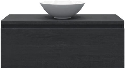 Badkamermeubelset Gliss Eros 90 cm Zwart Eiken Met Waskom
