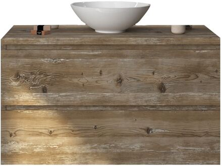 Badkamermeubelset Gliss Zeus 100 cm Donker Grenen Met Waskom