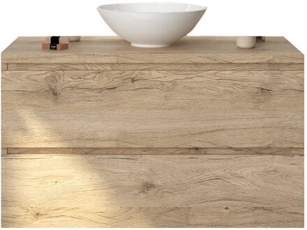 Badkamermeubelset Gliss Zeus 100 cm Moeras Eiken Met Waskom