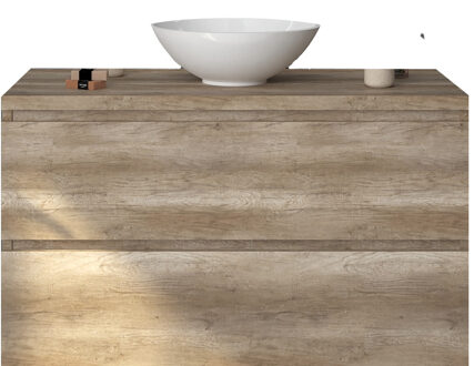 Badkamermeubelset Gliss Zeus 100 cm Oud Grijs Eiken Met Waskom