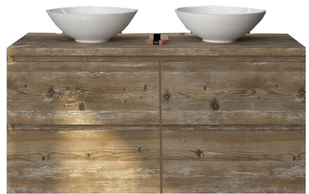 Badkamermeubelset Gliss Zeus 120 cm Donker Grenen Met Waskom