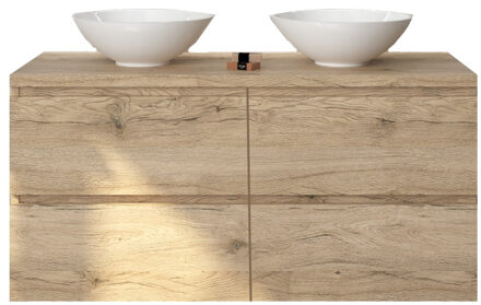 Badkamermeubelset Gliss Zeus 120 cm Moeras Eiken Met Waskom