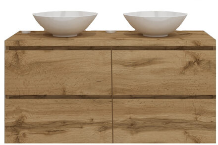 Badkamermeubelset Gliss Zeus 120 cm Natuur Eiken Met Waskom