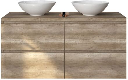 Badkamermeubelset Gliss Zeus 120 cm Oud Grijs Eiken Met Waskom